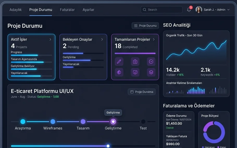 VANTA Studio premium dashboard mockup